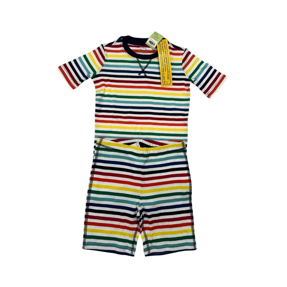 PRIMARY *NEW* Rainbow Ivory Stripe Short John Pajama Set Size 10 Kids Cotton
